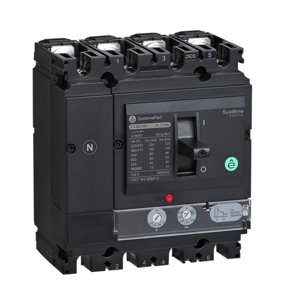 Выключатель автоматический SYSTEMEPACT CCB100 100кА 4P4D TMD80 рычаг SE SPC100S080L4DF Выключатель автоматический SYSTEMEPACT CCB100 100кА 4P4D TMD80 рычаг SE SPC100S080L4DF