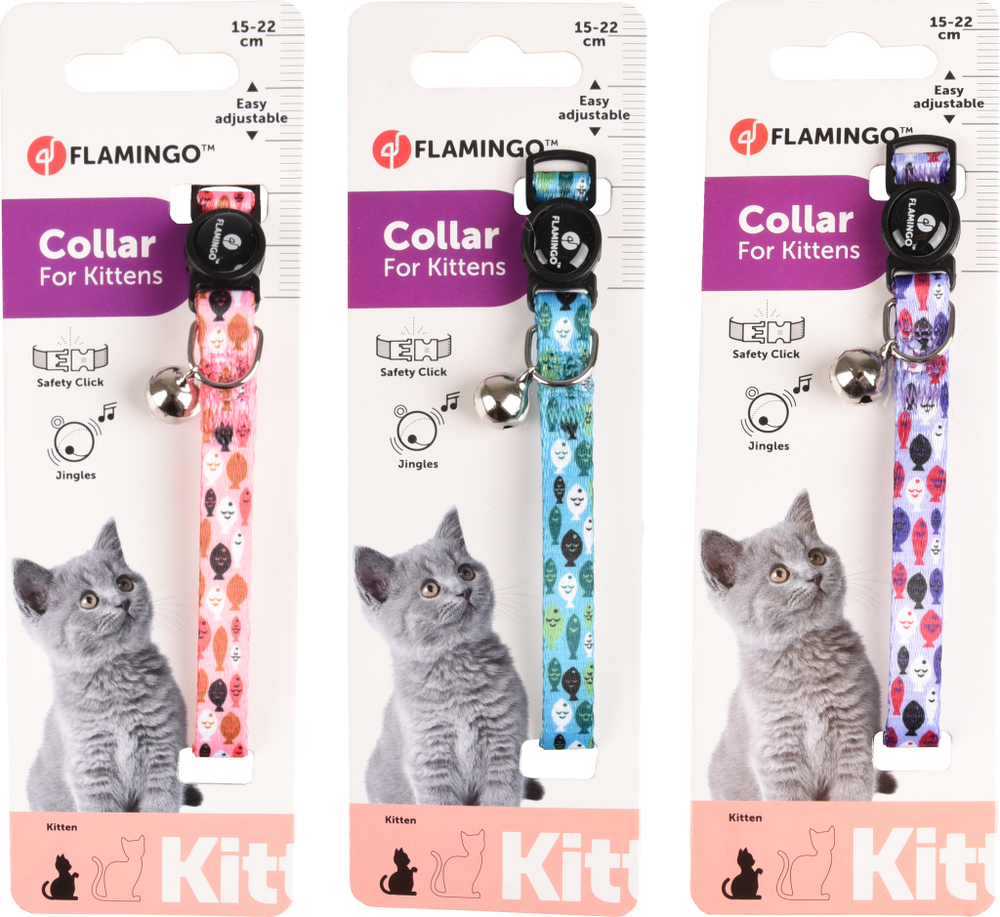 Ошейник для котят Flamingo MINOU, 15-22см/10мм, цвет в ассортим.