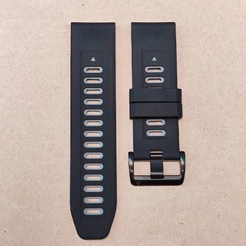 Ремешок силиконовый двухцветный 26 мм для Garmin Fenix 7x/6x/5x/5x plus/3, Descent, Tactix, Enduro, D2, Instinct 2X (Черный/серый)