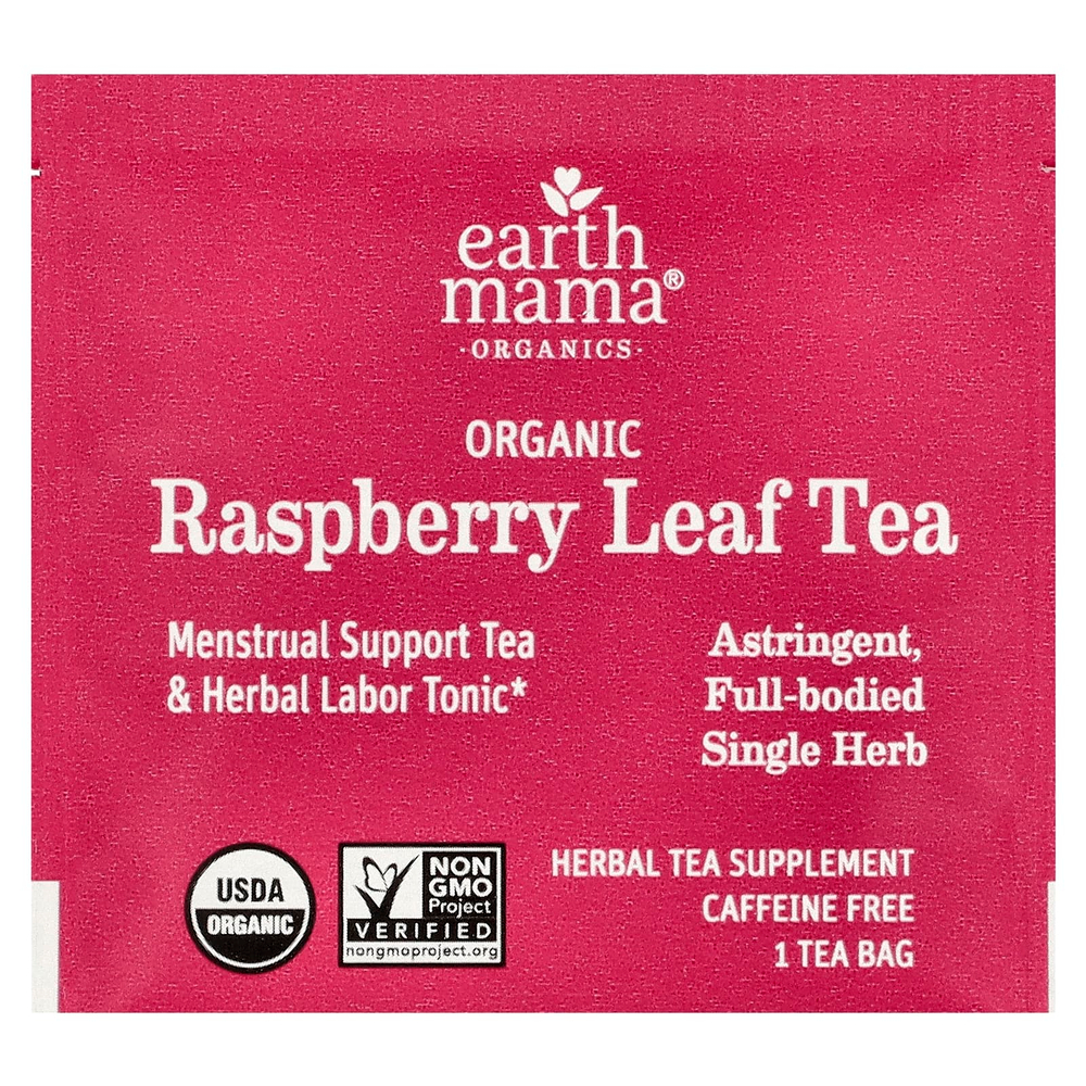 Earth Mama, Organics, 100% органический чай из листьев малины, без кофеина, 16 чайных пакетиков, 24 г (0,84 унции)
