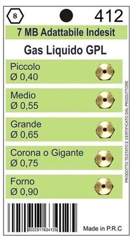 Жиклёры (форсунки) для газовой плиты Indesit, Ariston, Zanussi, Electrolux баллонный газ