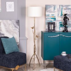 Светильник напольный торшер Терра с абажуром Винтаж-2 Айвори