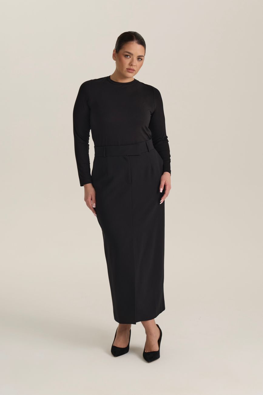 Юбка макси со шлицей спереди, черный