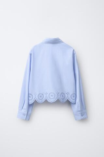 ZARA РУБАШКА SCHIFFLY С НИЖНИМ КРАЕМ, СИНИЙ