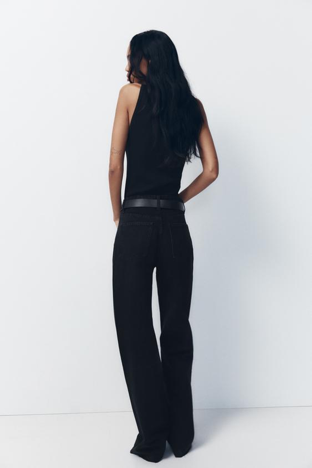 ZARA ДЖИНСЫ С ВЫСОКОЙ ПОСАДКОЙ TRF WIDE LEG, ЧЕРНЫЙ