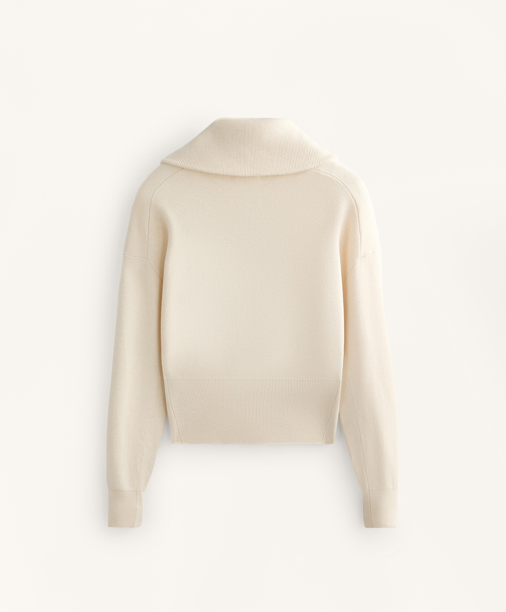 Oysho Вязаная куртка на молнии с контрастными деталями, ванильный