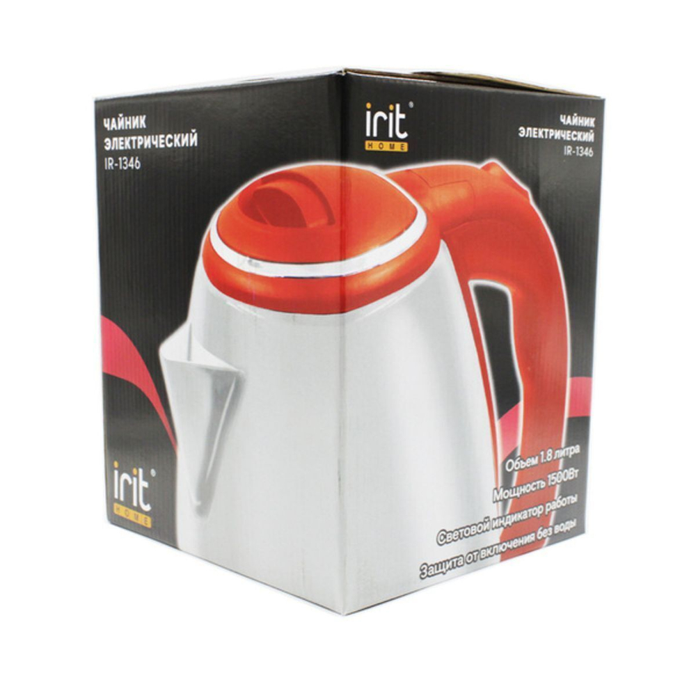 Чайник электрический Irit, IR-1346, 1.8 л, 1500 Вт, ск нагр элем, металл