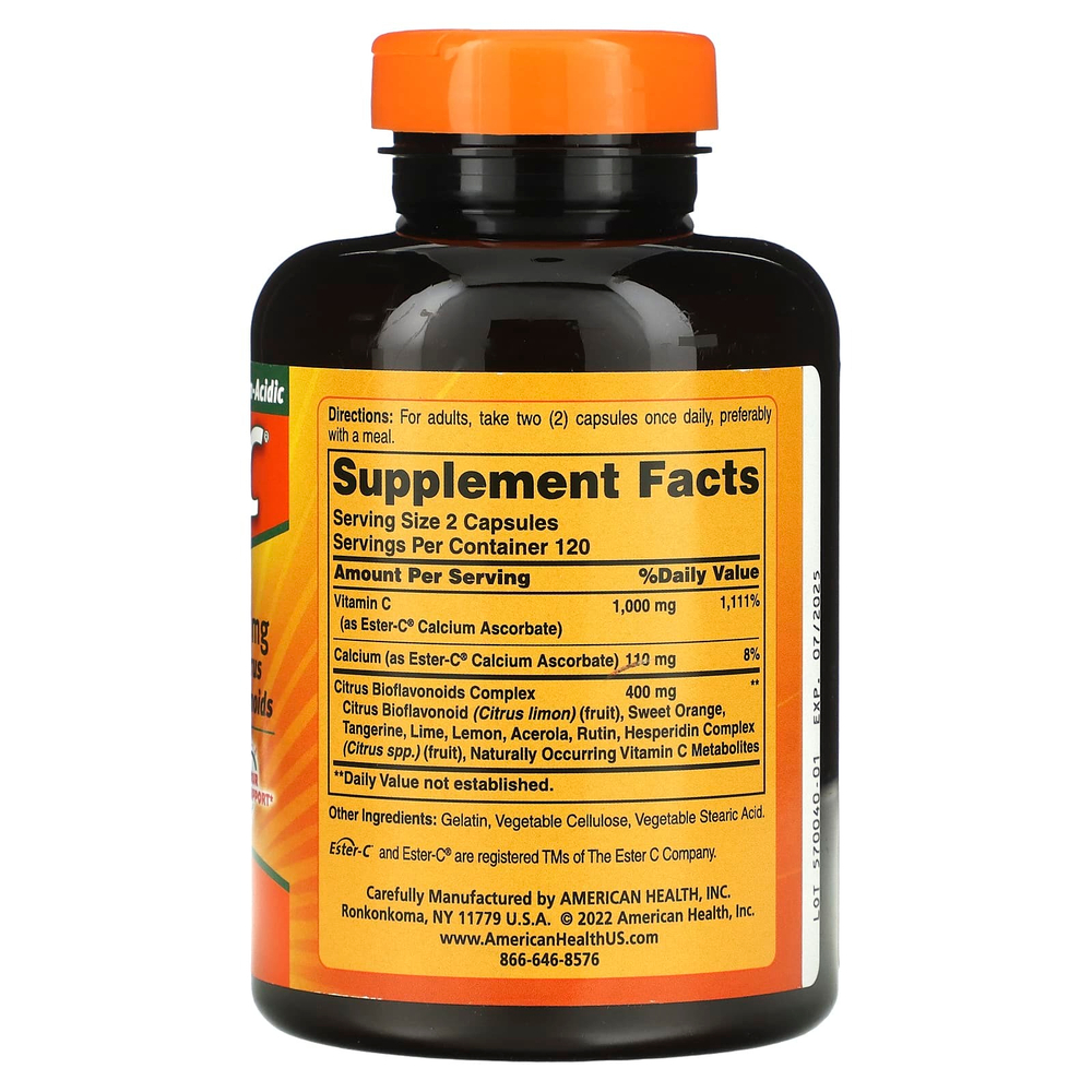 American Health, Ester-C® с цитрусовыми биофлавоноидами, 240 капсул