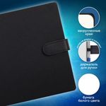 Скетчбук, белая бумага 140 г/м2 200х200 мм, 80 л., КОЖЗАМ, застежка, BRAUBERG ART CLASSIC, черный, 116463