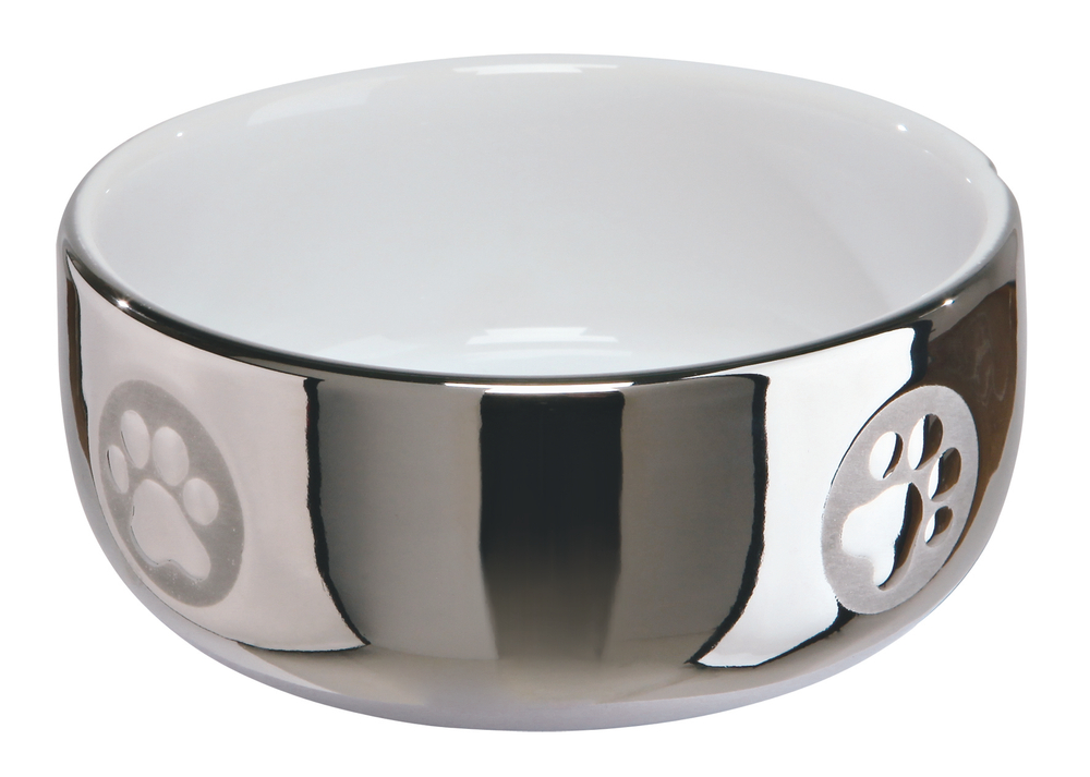 Миска для кошек Trixie Ceramic Bowl, размер 11см., серебряный / белый