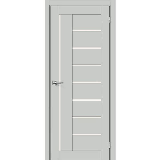 Купить Межкомнатная дверь ПЭТ Браво-29 Grey Silk стекло белое