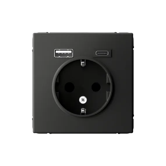 Розетка ArtGallery 16А с 2-мя заряд. устройствами USB A+C 5В/2.4А/3А 2х5В/1.5А механизм базальт SE GAL001432