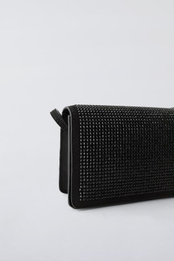 ZARA СУМКА ИЗ БЛЕСТЯЩЕГО МАТЕРИАЛА, ЧЕРНЫЙ