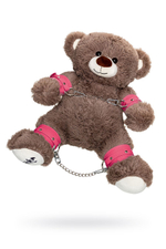 Бондажный набор: бурый мишка с розовыми оковами и наручниками (Цвет: розовый)