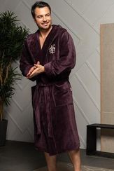 Халат мужской LOUIS с капюшоном Баклажан "Polens"