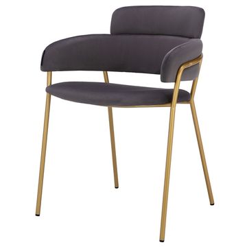 Стул обеденный Strike серый велюр с золотыми ножками