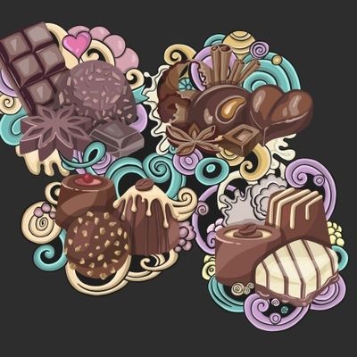 Isolated. Black, white and purple version. Cute and colorful candy sweet seamless pattern