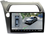 Магнитола для Honda Civic 8 хэтчбэк 2006-2011 левый руль - Teyes CC3-2K-360 монитор 9.5" 2K QLED на Android 10, 6Гб+128Гб, CarPlay, 4G SIM-слот, 4 камеры в комплекте