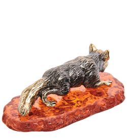 Народные промыслы AM-3161 Фигурка «Лиса» (латунь, янтарь)