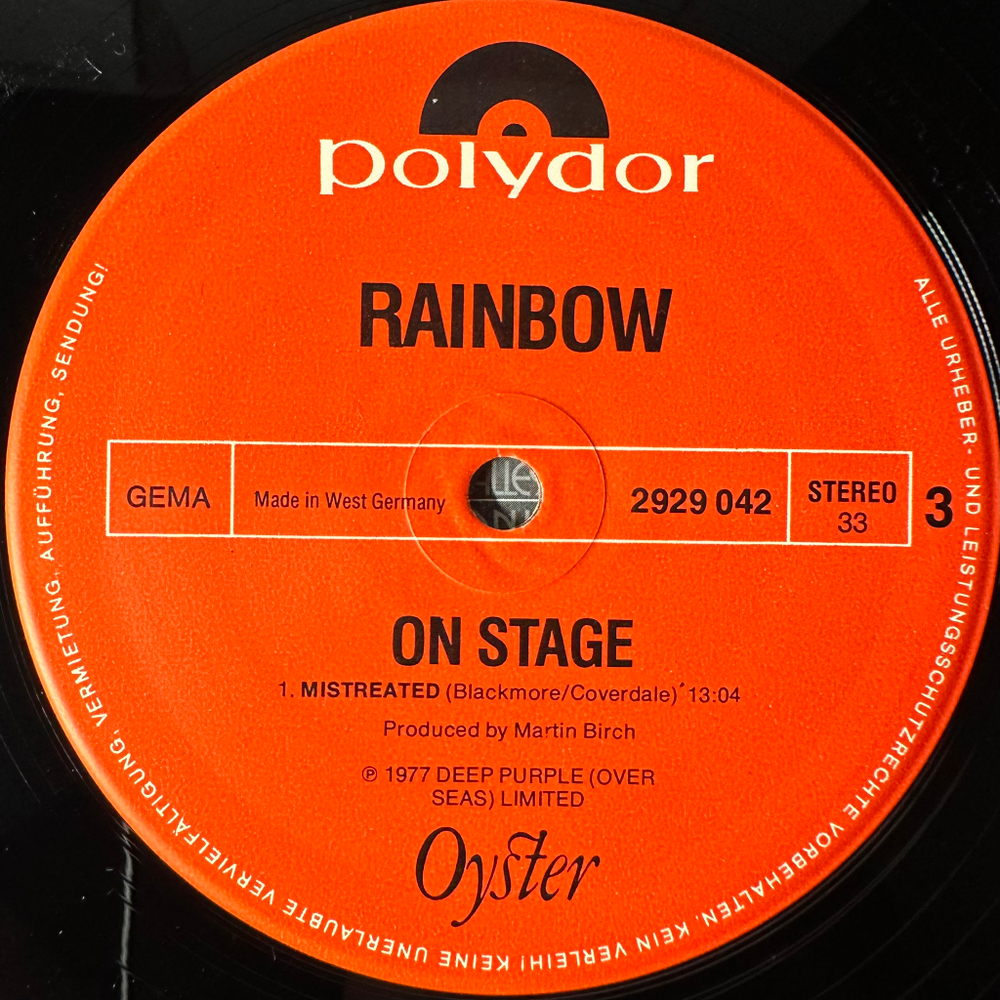 Rainbow - On Stage 2LP (Германия 1977г.)