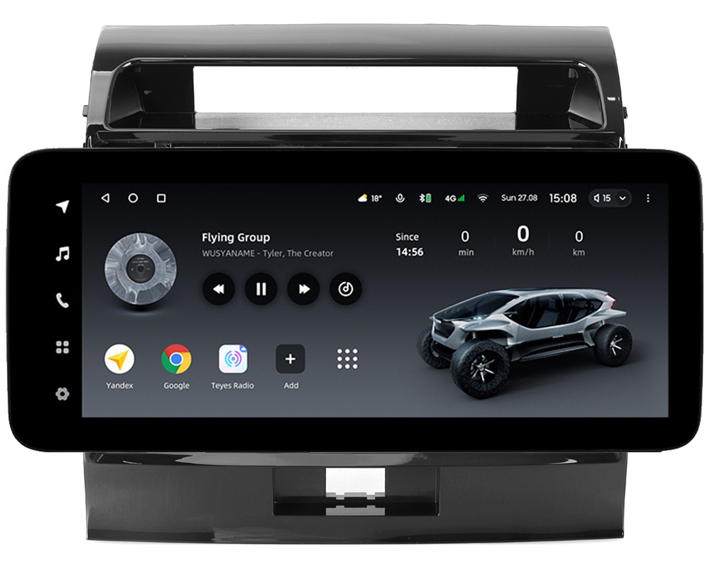 Магнитола для Toyota Land Cruiser 200 2007-2015 (экран климата внизу) - Teyes LUX ONE ROUND монитор 12.3" 2K QLED на Android 10, CarPlay, 4G SIM-слот