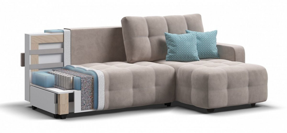 Угловой диван Денди Велюр Монолит латте