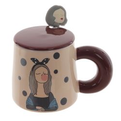 GAEM Кружка с крышкой и ложкой, 400 мл, L13,5 W9,5 H9,5 см, 4в.