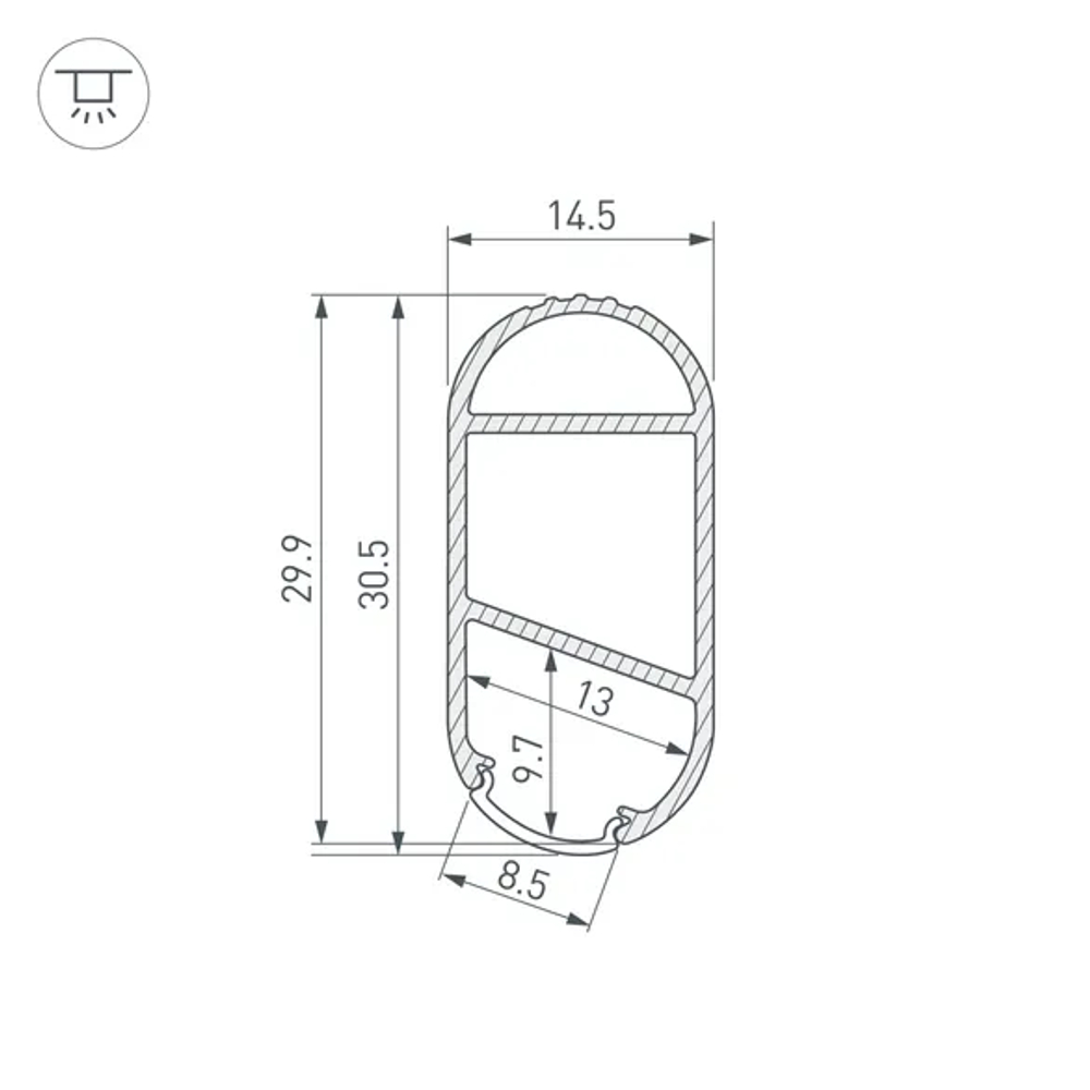 Профиль WARDROBE-1530-2000 ANOD (Arlight, Алюминий) 050153