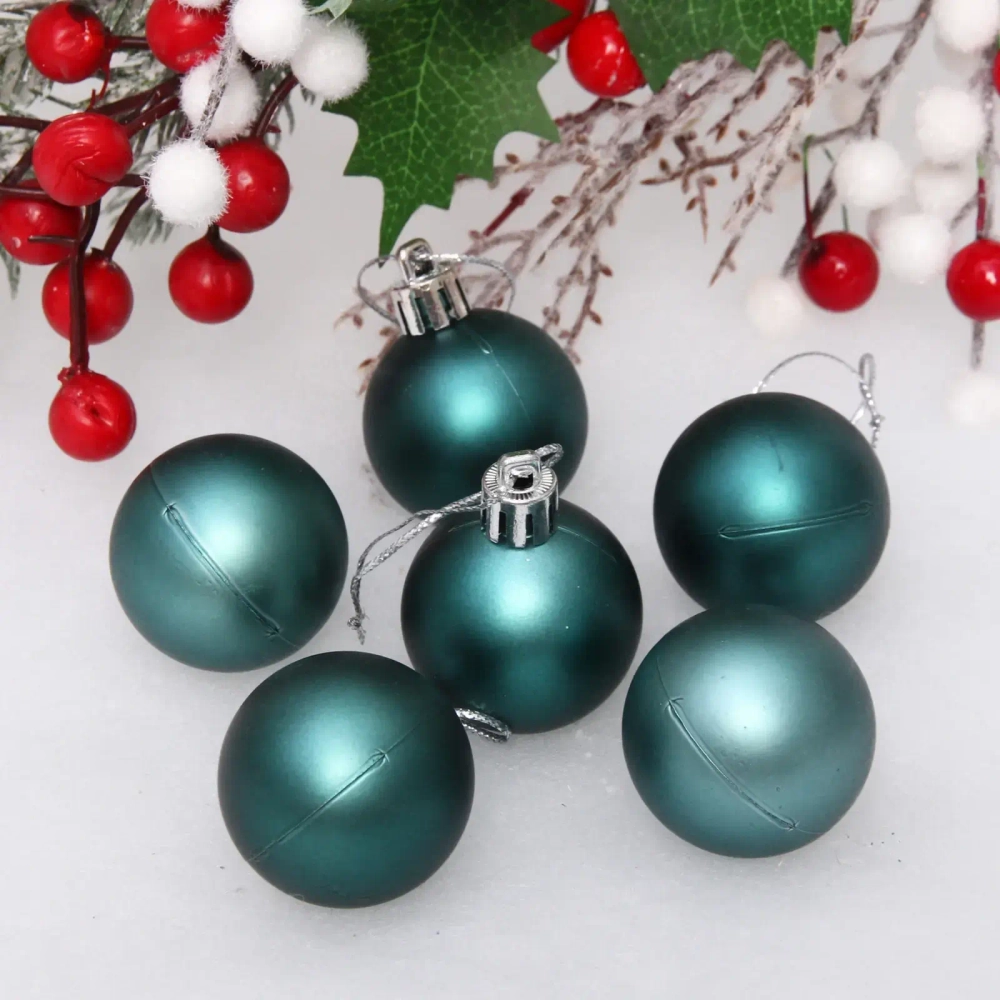 Новогодние шары 4 см (набор 6 шт) «Матовый», темный нефрит