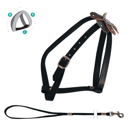 GAMMA Шлейка + поводок из кожи "Цветок" со стразами 6 мм