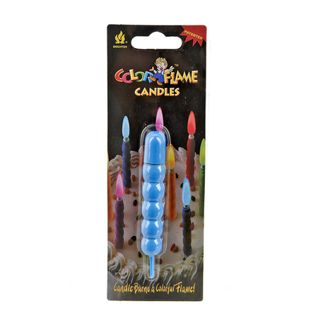 Свеча декоративная в пластиковой оболочке "Color flame" d=1,5см. h=9см. (синяя) (min36) (пропитка фи