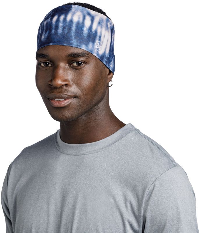 Широкая спортивная повязка на голову Buff Headband Wide CoolNet Deri Blue Фото 3
