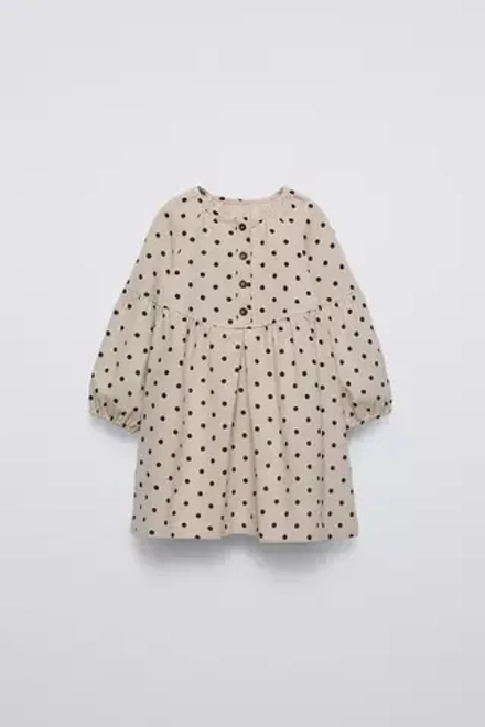 ZARA ПЛАТЬЕ В ГОРОШЕК, РЫЖЕВАТО-КОРИЧНЕВЫЙ