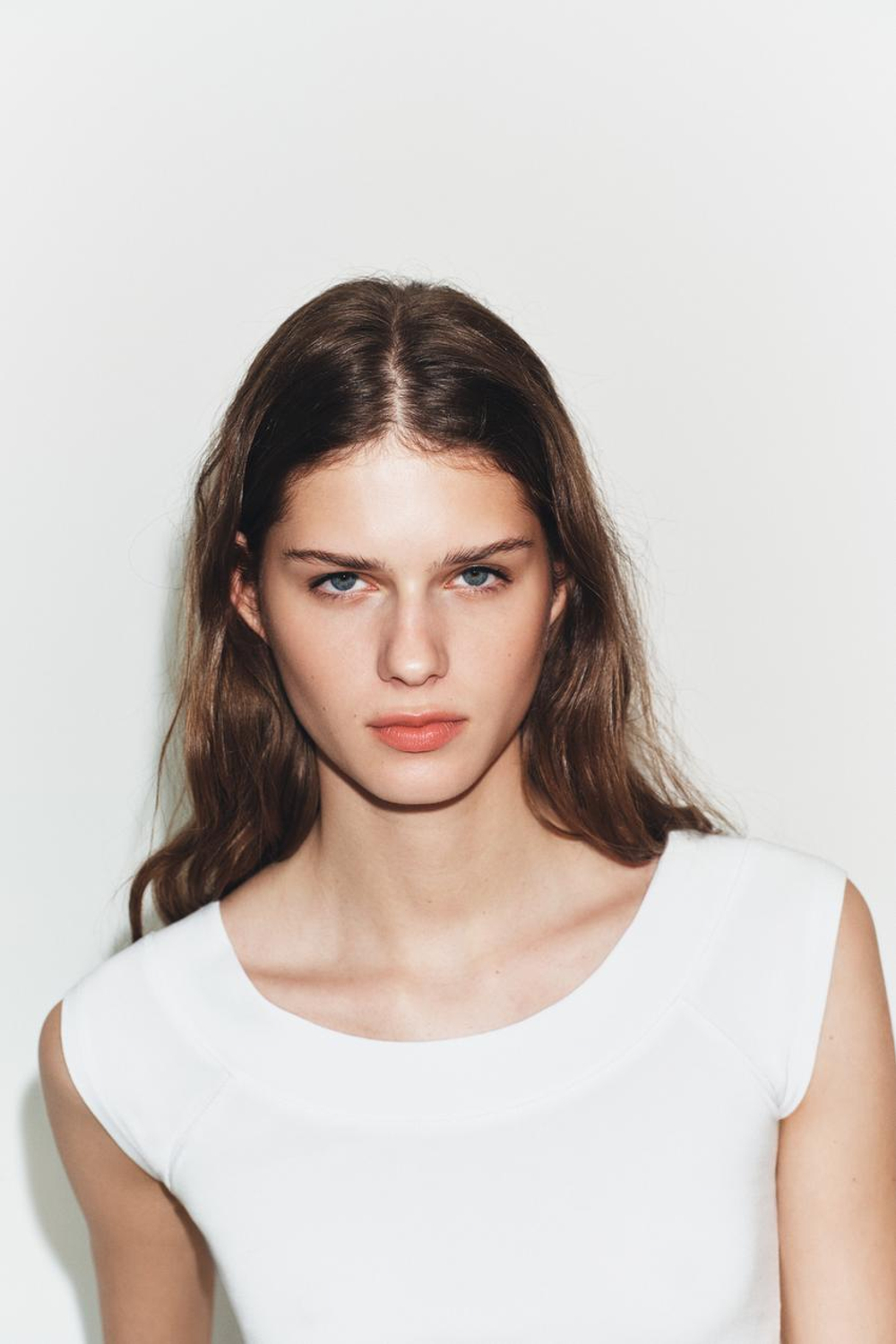 ZARA ТОП С ВЫРЕЗОМ «ЛОДОЧКА», БЕЛЫЙ