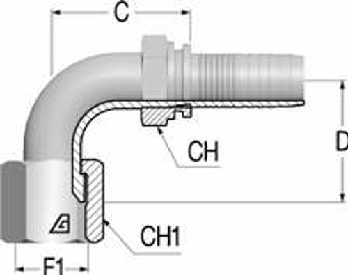 Фитинг DN 20 JIC (Г) 1.1/16 (90)