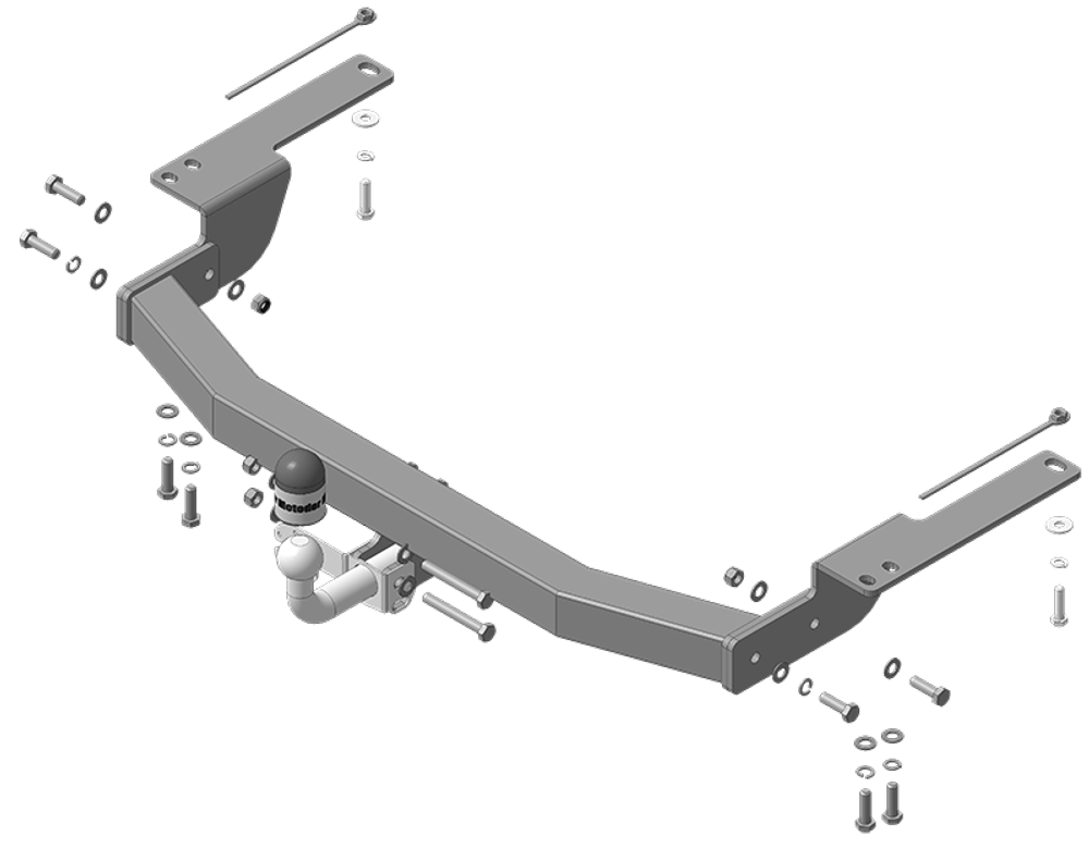 Фаркоп с оцинк. шаром Toyota Land Cruiser Prado J150 2009-2023, Lexus GX 2010-2013 крепление шара на двух болтах, (без электрики, паспорт и сертификат в комплекте) Motodor.92508-A