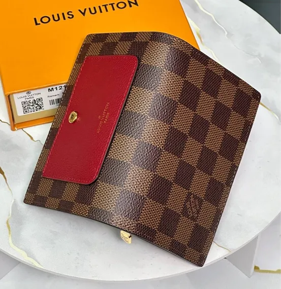 Мини-кошелек Louis Vuiton Portefeuille Juliet Damier Crème, красный
