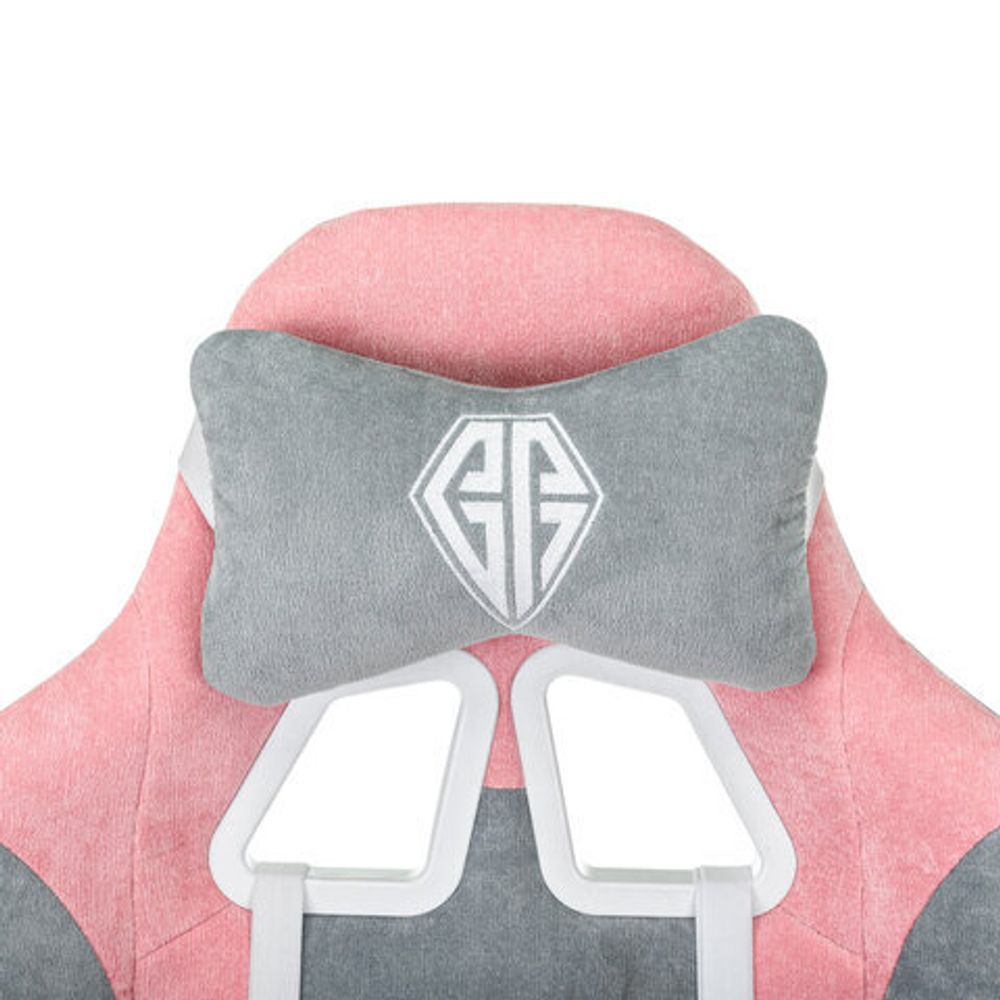 Кресло компьютерное BRABIX "Forcer GM-127", 2 подушки, ткань, розовое/серое, 533215