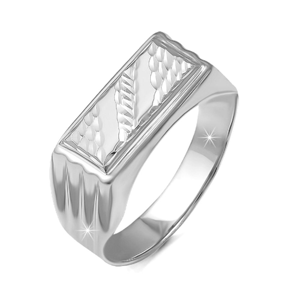Серебряное кольцо-печатка мужское литое без вставок 19 размер