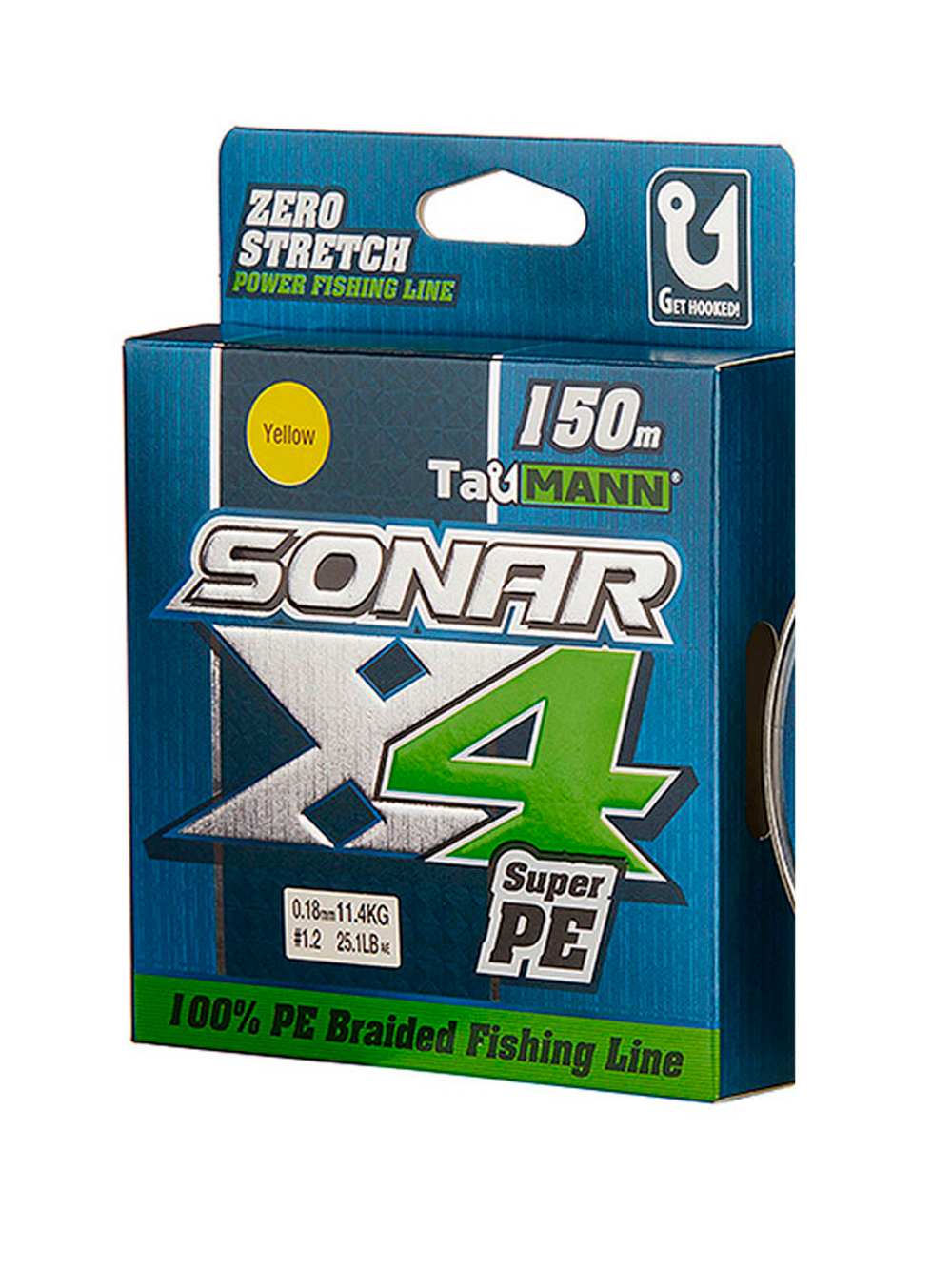 Плетеный шнур для рыбалки TauMANN Sonar PE X4 150m #1.2 (0.18mm) Yellow