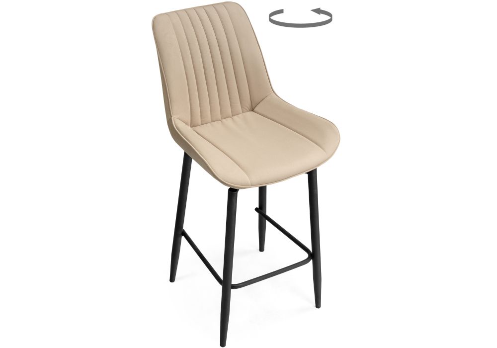 Полубарный стул Седа К крутящийся бежевый / черный