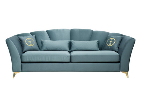 Диван трехместный 95x100x250см Garda Decor Annette велюровый бирюзовый
