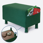 Банкетка с отделениями для тайного хранения и боковым карманом, без ящика, велюр Dream Forest (зеленый)