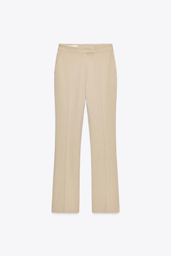 ZARA БРЮКИ FLARE С НИЗКОЙ ПОСАДКОЙ, ПЕСОЧНЫЙ