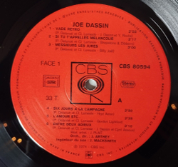 Винтажная виниловая пластинка LP Joe Dassin (France 1974) Entre Deux Adieux