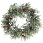 Венок хвойный «Искрящиеся ветви» d-50 см, литой ПВХ, шишки, ягоды