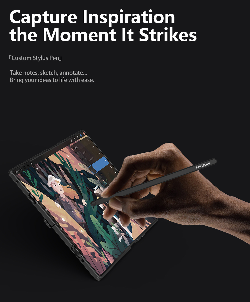 Чехол с MagSafe на Samsung Galaxy Fold 7, серия CamShield Prop Magnetic от Nillkin (версия с прозрачной крышкой объектива и стилусом)