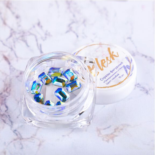 Blesk, Стразы фигурные "Прямоугольник", цвет голубой 4*6 мм (10 шт)