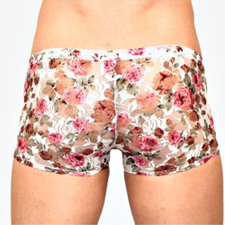 Мужские трусы боксеры белые с розами Romeo Rossi Boxer RR00227