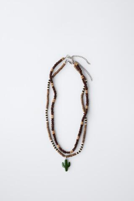 ZARA ПОДВЕСКА ИЗ ДЕРЕВЯННЫХ БУСИН, КОРИЧНЕВЫЙ